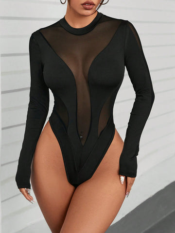 Women's Mesh Spliced Bodysuit
