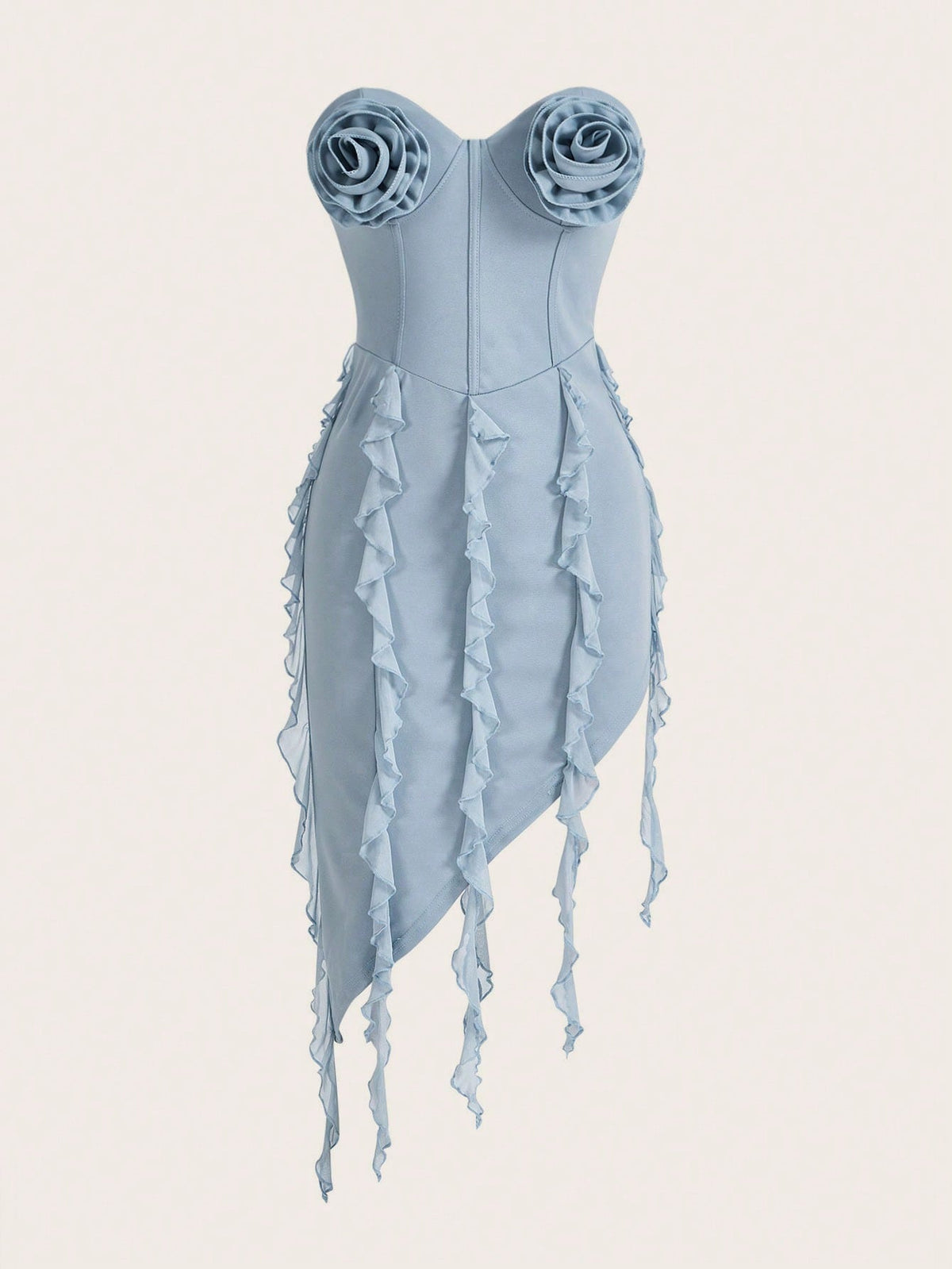 BAE Women's Ruffle Trim Floral Embellished Strapless Dress