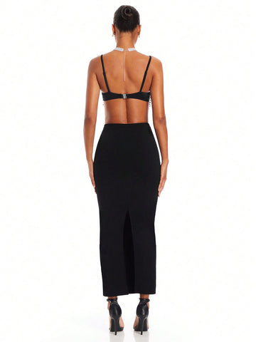 Women's Sequin & Tassel Crop Top And Skirt Set