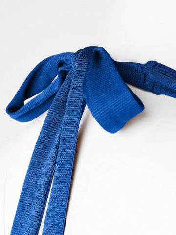 Women's Solid Color Halter Neck Flare Jumpsuit