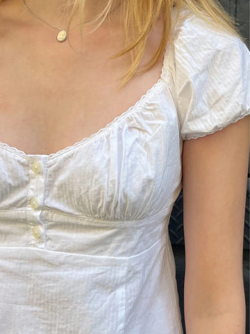 BAE Women's Solid Color Round Collar Ruffle Hem Short Sleeve Shirt, Summer