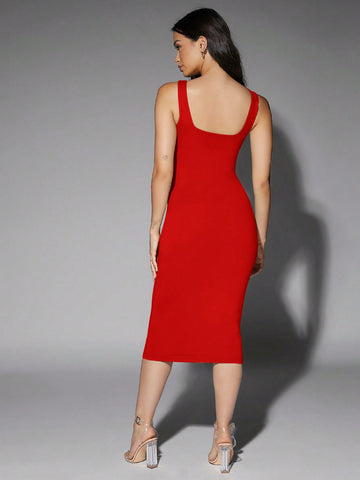 Women's Solid Color Sleeveless Bodycon Dres
