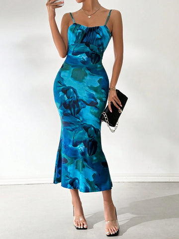 Women's Summer Backless Tie-Dye Twist Knot Cami Dress