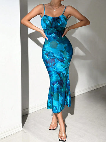 Women's Summer Backless Tie-Dye Twist Knot Cami Dress