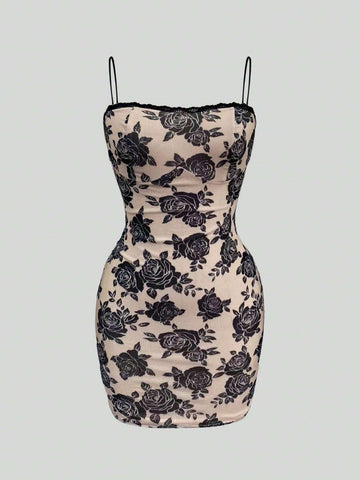 Women's Summer Lace Trim Strappy Sundress