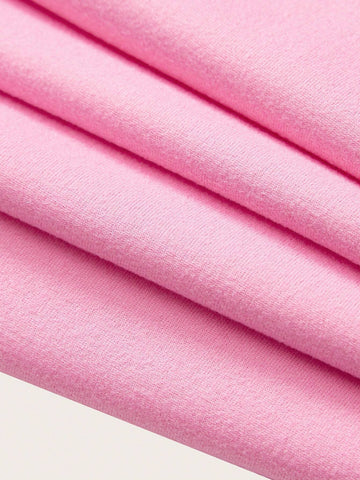 2pcs Casual Solid Color Knit Half-Open Collar Short Sleeve Fitted Women Mini Dress