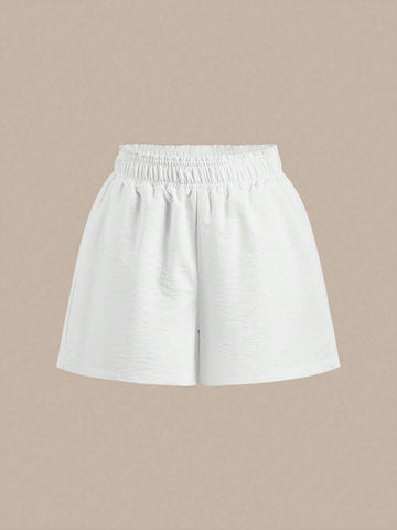 BASICS Casual Solid Woven High Waist Wide Leg Women's Shorts
