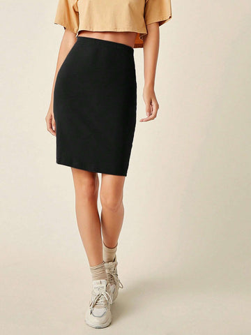 BASICS Solid Bodycon Skirt For Summer