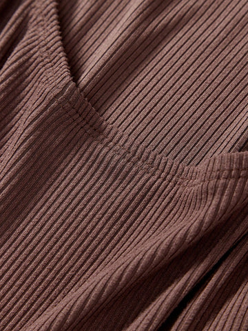 Solid Color Casual Knit Bodysuit For Women