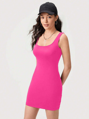 Solid Tank Plaid Bodycon Casual Dinner Dating Dress