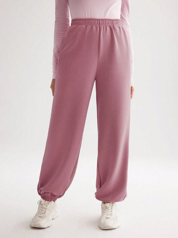 BASICS Spacer Fabric Solid Slant Pocket Sweatpants Joggers