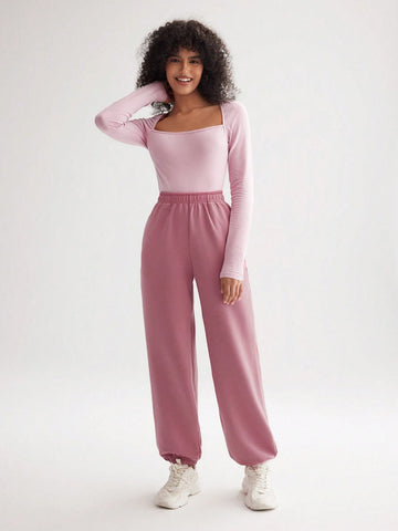 BASICS Spacer Fabric Solid Slant Pocket Sweatpants Joggers