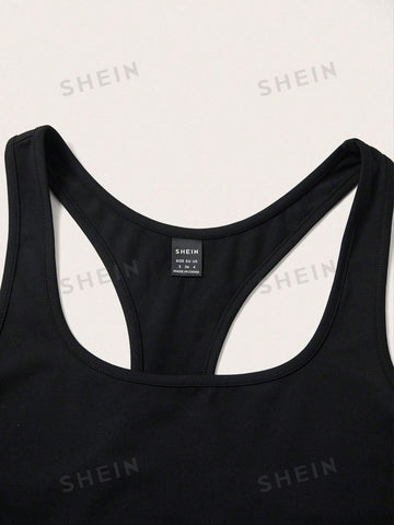 Women's Slim Fit Romper With Sleeveless Letter Printed Tank Top