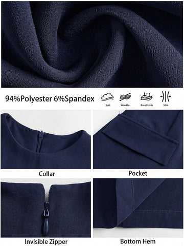 Black Elegant Sleeveless Mini Dress, Suitable For Funeral, Commuting, Christmas Party,