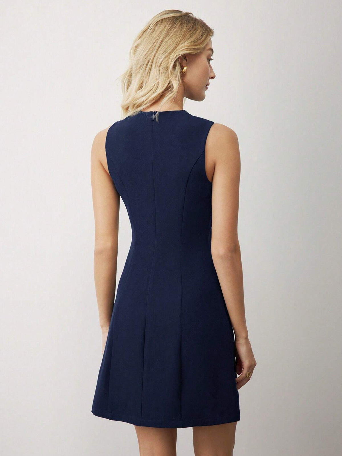 Black Elegant Sleeveless Mini Dress, Suitable For Funeral, Commuting, Christmas Party,