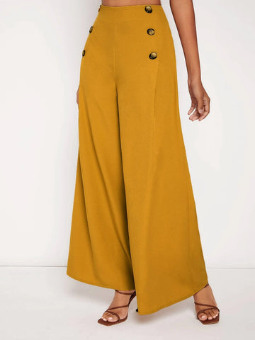 BIZwear Button Detail Wide Leg Pants