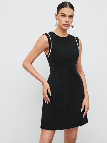 BIZwear Contrast Binding A-line Dress