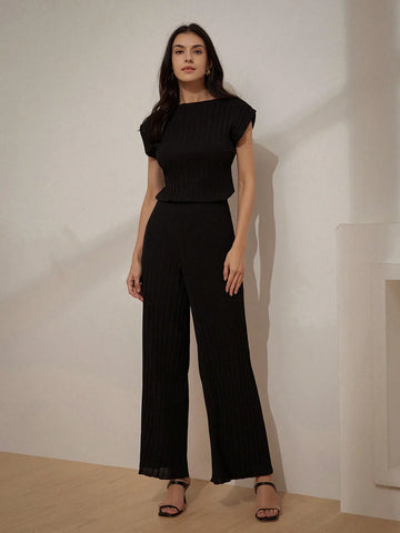 Fashionable Runway Style Commuting And Heavy Work Pressed Lady's Suit (Top And Pants) For Teachers