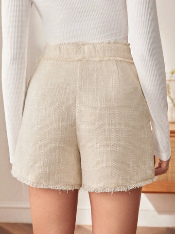 BIZwear High Waist Double Breasted Raw Trim Shorts