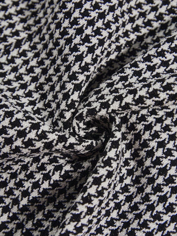 BIZwear Houndstooth Print Double Breasted Tweed Skirt