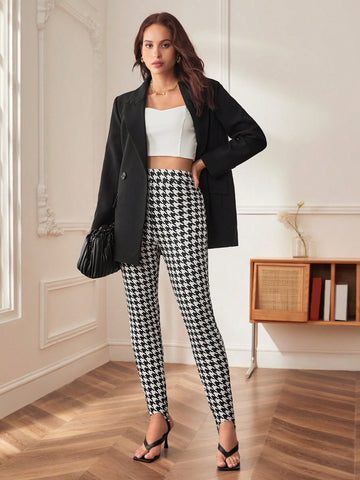 BIZwear Houndstooth Print Skinny Pants