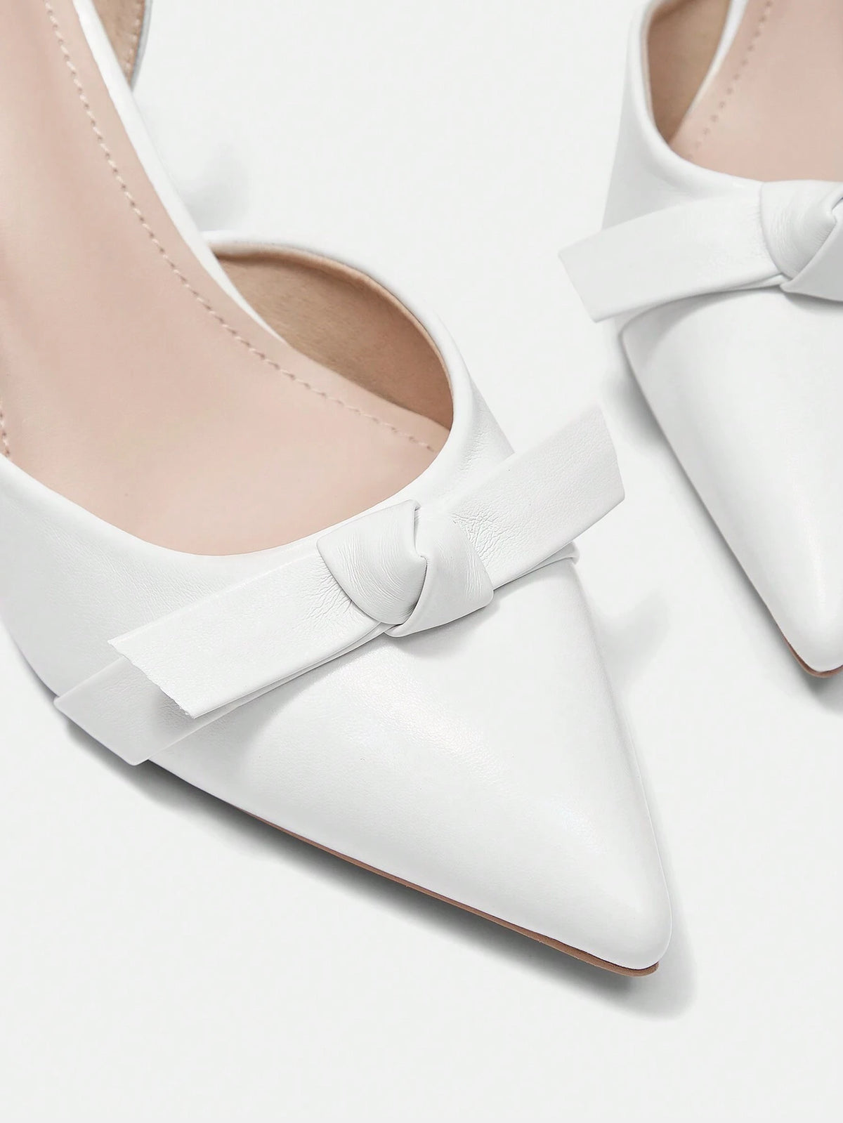 Ladies High-Heeled Beige Pointed-Toe Bow Knot Sandals With Ankle Strap, Casual Style