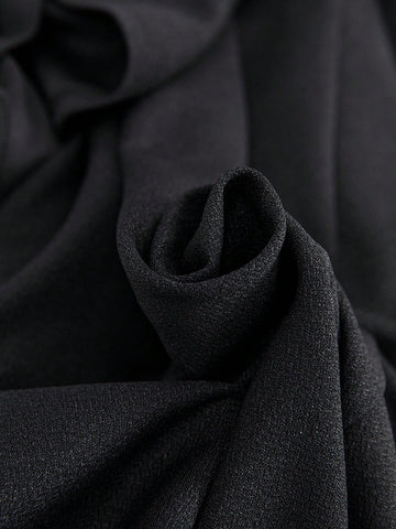 Mock Neck Crop Tee & Button Detail Wrap Skirt