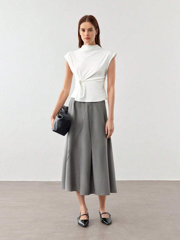 BIZwear Simple & Casual High Waist A-Line Skirt, Versatile