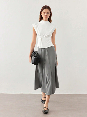 BIZwear Simple & Casual High Waist A-Line Skirt, Versatile