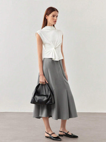 BIZwear Simple & Casual High Waist A-Line Skirt, Versatile