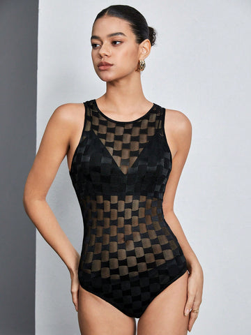Solid Color Sheer Bodysuit