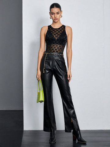 Solid Color Sheer Bodysuit
