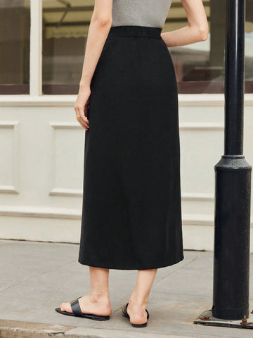 BIZwear Solid Split Thigh Skirt