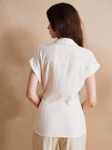 BIZwear Solid Texture Fabric Short Sleeve Shirt For Summer