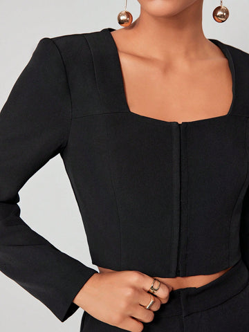 Square Neck Crop Top & Wide Leg Pants