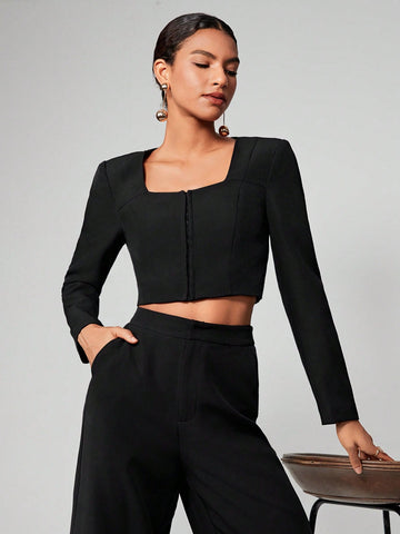 Square Neck Crop Top & Wide Leg Pants