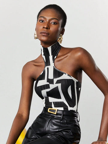 Women'S Hollow Out Printed Bodysuit
