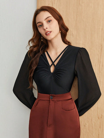 Women'S Solid Color Long Sleeve Bodysuit