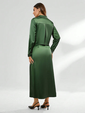 Women'S Solid Color Two-Piece Set