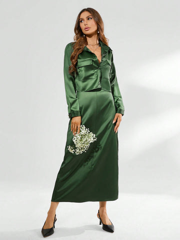 Women'S Solid Color Two-Piece Set