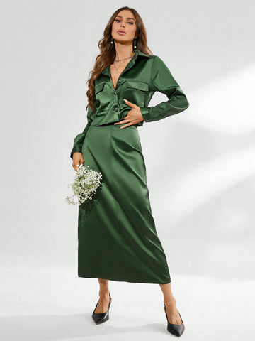 Women'S Solid Color Two-Piece Set
