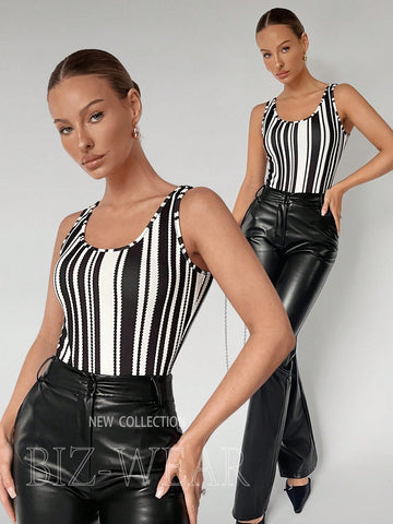 Women'S Vertical Striped Bodysuit