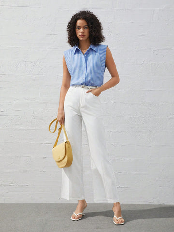 BIZwear Women'S Wide Leg Trousers With Slanted Pockets