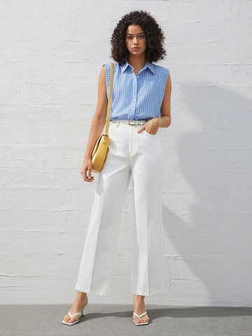 BIZwear Women'S Wide Leg Trousers With Slanted Pockets