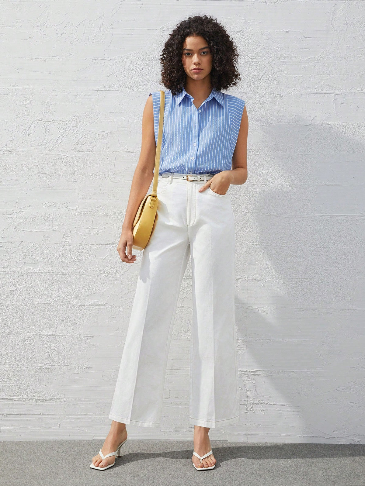 BIZwear Women'S Wide Leg Trousers With Slanted Pockets