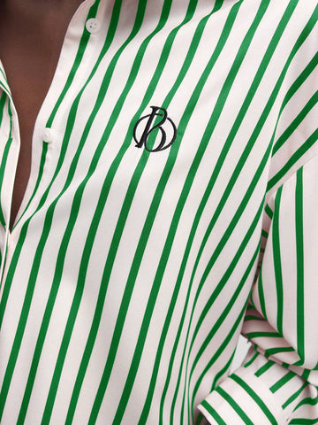 BIZwear Women Front Button Long Sleeve Striped Casual Blouse, Daily Wear