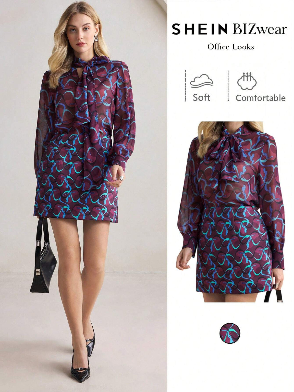 BIZwear Women Purple Geometric Print Skirt, Autumn/Winter, Christmas,  New Year, Party, Holiday,Thanksgiving