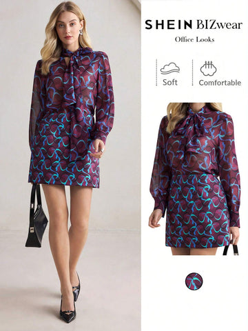 BIZwear Women Purple Geometric Print Skirt, Autumn/Winter, Christmas,  New Year, Party, Holiday,Thanksgiving