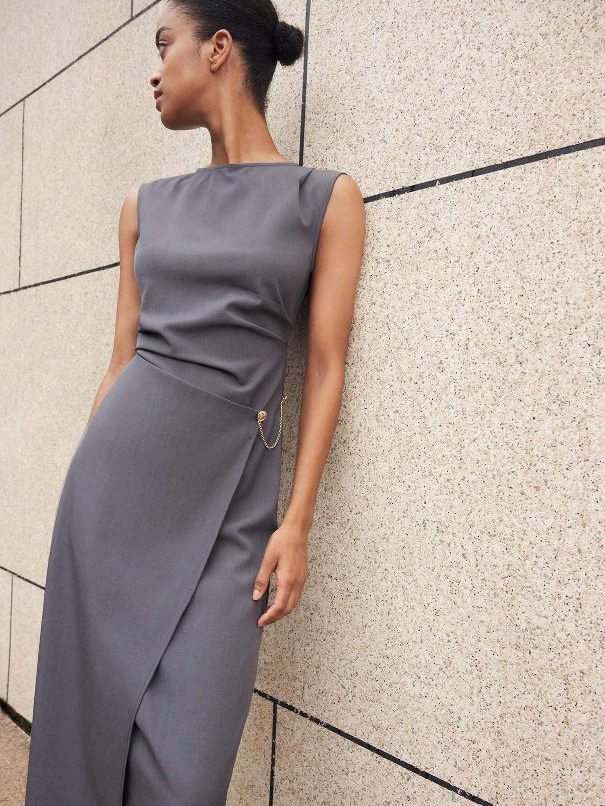 Women Solid Color Round Neck Sleeveless Daily Wear SpringSummer Dress