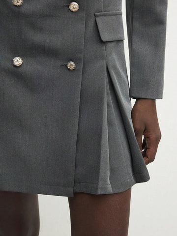 Women Spring/Summer Solid Color V-Neck Long Sleeve Elegant Casual Mini Dress